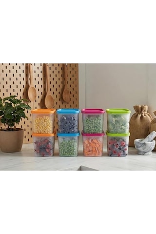 Alaska 8&apos Li Derin Dondurucu Saklama Kabı Seti - 380 Ml Kar Tanesi Desenli Erzak Kabı - Kırılmaz Esnek Yapı, Bpa Free 4 Renk X 2 Adet