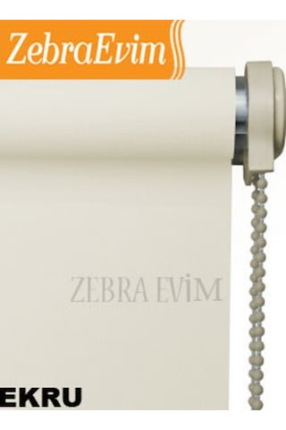 Zebraevim Stor Perde Etek Dilim  Beyaz-Ekru-Krem Beyaz 100 x 200 Boncuklu