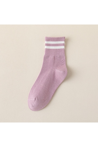 Monyee Kadınlar İçin Yüksek Kaliteli Pamuklu Orta Boylu Socks, Isı Sağlar, Konforlu Ve Esnek, Kış- Sonbahar, Spor Ve Gündelik Kullanim, Pembe Beyaz Çubuklu , Tek Çift Koyu Pembe Beyaz Çizgi