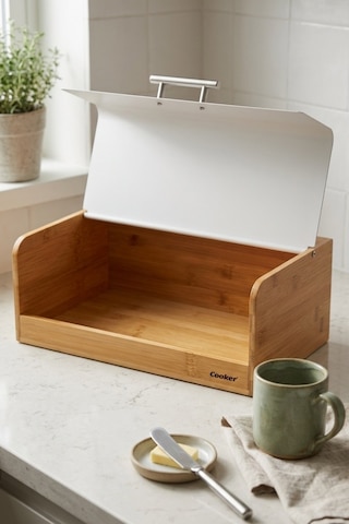 Cooker Viona Metal Kapaklı Bambu Ekmek Kutusu Ckr4540 Beyaz