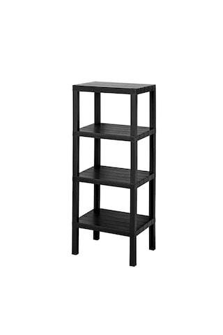 4 Raflı Dikey Raf Düzenleyici Plastik Raf Ünitesi Siyah, Kitaplık Siyah