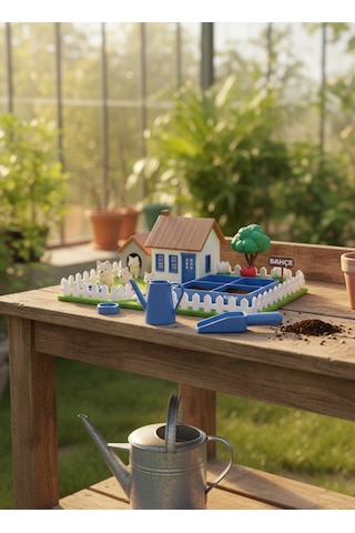 Kutpia Mini Bahçe Çocuk Oyun Ve Eğitim Seti 25x19cm - Sevimli Köpekler Mavi