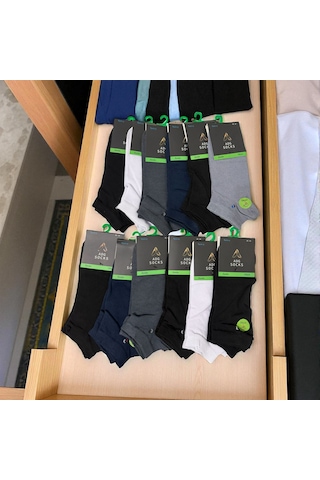 Erkek Kısa Dikişsiz Bambu Çorap 6'lı Ve 12'li Çok Renkli