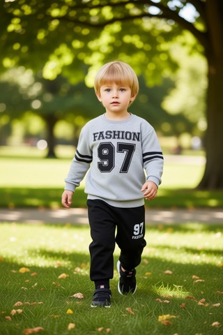 Frm Erkek Çocuk Pamuk Karışımlı Slogan Baskılı Sweatshirt Ve Eşofman Gri Melanj