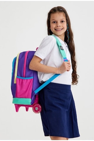 Coral High Kız Çocuk Mor Su Yeşili Tekerlekli Okul Çantası Ve Kal