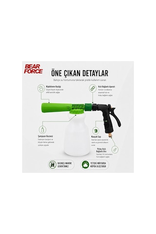 Robeve Bear Force 1000 Ml Bahçe Hortumuna Takılan Köpük Tabancası Oto Yıkama Köpük Aparatı Köpükleme Ve Durulama Modlu 1/2 Standart Hortum Uyumlu Araç, Motosiklet, Bisiklet Ve Bahçe Temizliği