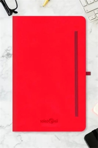 Çizgili 13x21 Cm Tarihsiz Klasik Defter, Kırmızı 124-Pembe