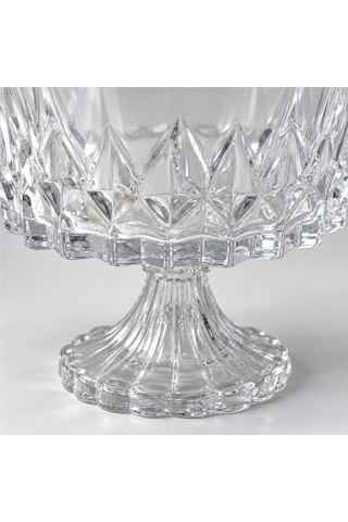 Deconox Kristal Desenli Ayaklı Şeffaf Cam Kase 17 X 17 Cm, Meyve, Kurabiye, Lokum, Çerez Ve Dekoratif Sunum Kasesi, Tekli