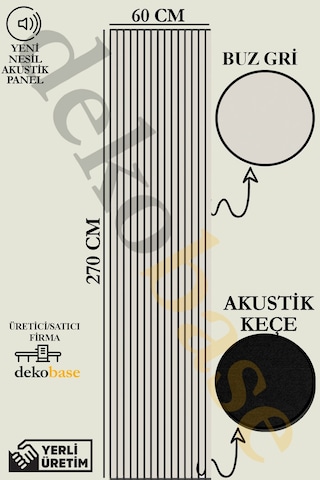 Açık Gri 60x270 Cm Yeni Nesil Akustik Ahşap Duvar Paneli