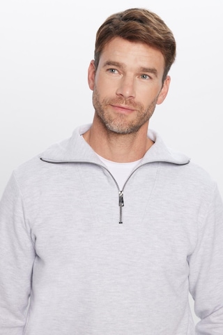 Tudors Unisex Relax Fit Rahat Kesim Fitilli Desenli Pamuklu Yarım Fermuarlı Gri Dik Yaka Sweatshirt-31991 Gri