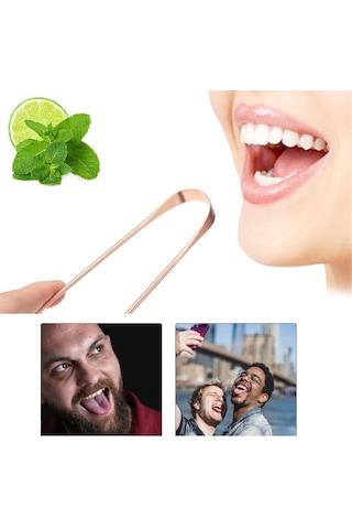 Kuhı Bakır Oil Pulling Yağ Çekme Dil Plak Temizleme Aleti Dil Fırçası Sıyırıcı Dil Kaşığı