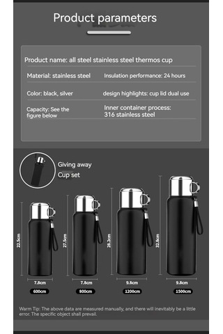 Dinosaurs Outdoors 1500 Ml. Paslanmaz Çelik Termos - Gümüş Altın