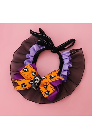 Willowhaven Halloween Evcil Hayvan Tasması B Stil M: Çıkarılabilir Önlük, Ayarlanabilir, Yarasa Kanatlı, Dantelli Diğer