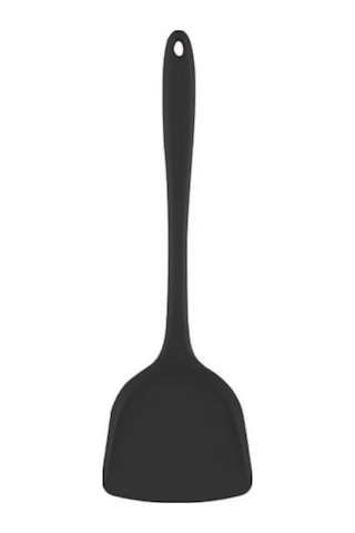 1 Adet Sert Silikon Isıya Dayanıklı Yanmaz Yapışmaz Spatula Siyah