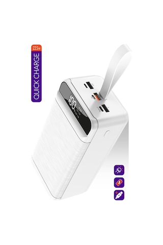 Powerway QC60 Beyaz PD 22.5W 60.000 mAh Hızlı Şarj Kamp Powerbank