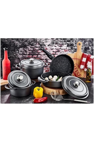 Olika Palladium Plus 7 Parça Döküm Tencere Seti Gri Dts Plu704