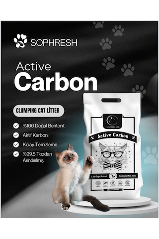 Sophresh Aktif Karbonlu Topaklanan Kedi Kumu 20 L %100 Doğal Bentonit, Güçlü Topaklanan