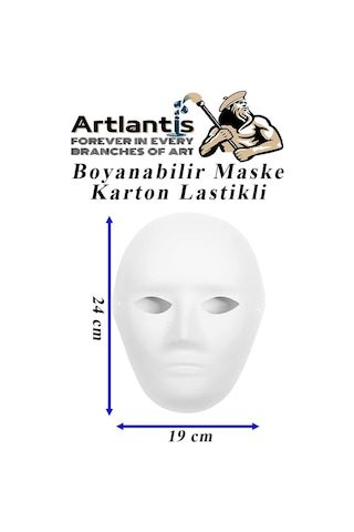 Maske Boyama 19x24 Cm 1 Adet Boyanabilir Maske Karton Lastikli İnsan Yüzü Suratı Okul Sınıf Etkinlikleri Hobi