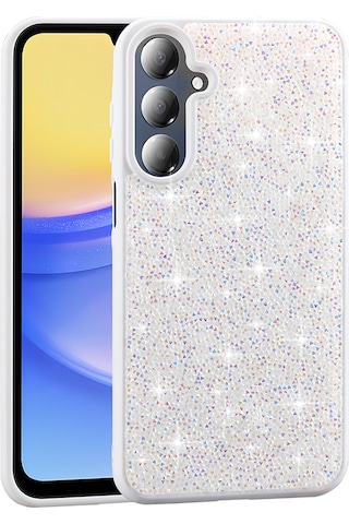 Zore Galaxy Uyumlu A26 Kılıf Parlak Taşlı Tasarım Sys Pırlanta Kapak - Beyaz Beyaz