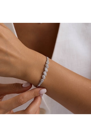 Drop Baguette Beyaz Altın Takı Seti T14326