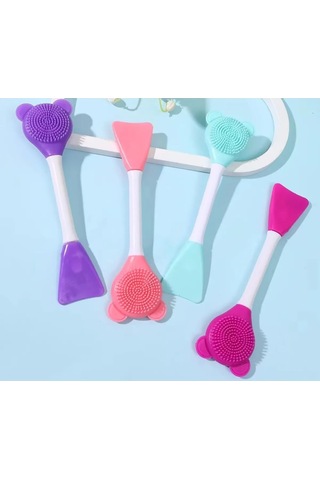 Lexroo 3 In 1 Ayıcık Silikon Maske Sürme Peeling Ve Temizleme Firçası Silikon Maske Spatulası