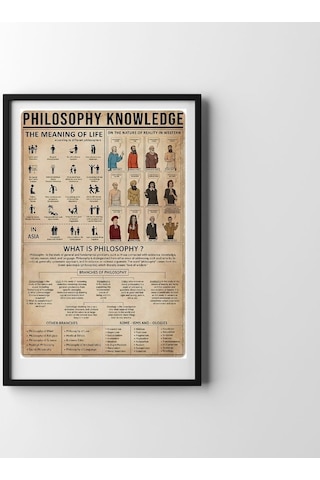 Felsefe Tarihi Bilgi Grafiği Tasarımlı Duvar Tablosu Yapışkanlı Sök Tak Çerçeveli 20x30cm - Filosofi Temalı Hediye Poster