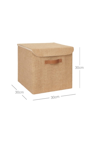 Ocean Home Textile Jüt Kapaklı Kutu 30 X 30 X 30 Cm Sku: Smg8690010191625 Açık Ahşap