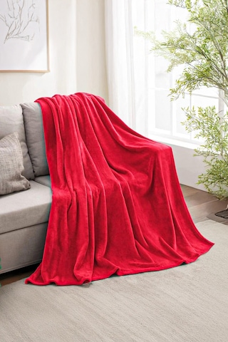 Warm Embrase Kırmızı Çift Kişilik Peluş Battaniye Kırmızı