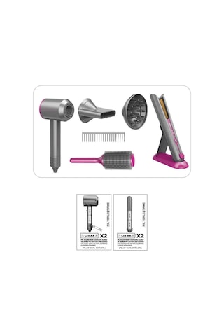 Hua-1019 Sesli Ve Işıklı 2ın1 Lüks Saç Şekillendirici Set -vardem Oyuncak