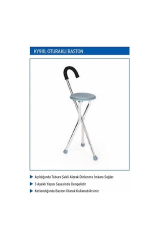 Comfort Plus Ky911L Oturaklı Baston Katlanır Tabure Baston