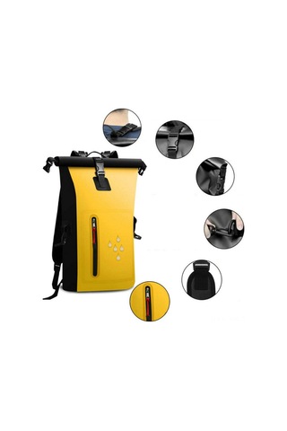 Yunboo Kamp Ve Geziler İçin Dayanıklı Pvc Su Geçirmez Sırt Çantası, 20-25l, Mavi, Reflektif Şeritli Çok Renkli