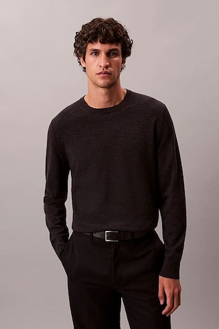 Erkek Regular Fit Merinos Yünü Triko Kazak - Antrasit Melanj Gunmetal Htr