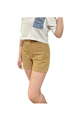 Hgfashion Denim Önden Cepli Kahve Rengi Şort Kahve