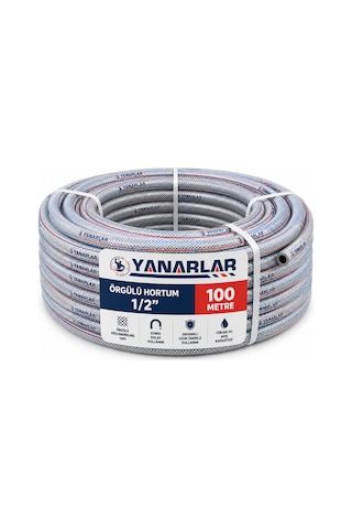 Örgülü Hortum 1/2" 100 Metre Dayanıklı Ve Esnek Bahçe Hortumu