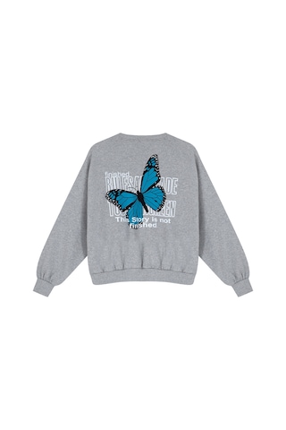 Kadın Kelebek Baskılı Oversıze 2iplik Sweatshırt 69280 001