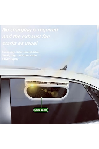 Dashanshop Siyah Kompakt Güneş Enerjili Araç Havalandırma Fanı Usb Bağlantılı Koku Ve Duman Giderici Her Arabaya Uygun Hareket Halinde Kullanım