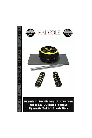 Premium Set Fiziksel Antrenman Aleti Ew-20 Black-yellow Egzersiz Tekeri Siyah-sarı
