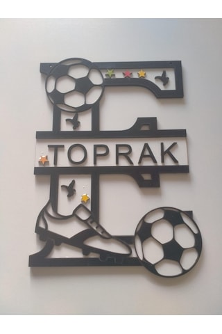 Çocuk Odası Kapı Veya Duvar Süsü Kişiye Özel İsim Yazılı Beyaz - Siyah