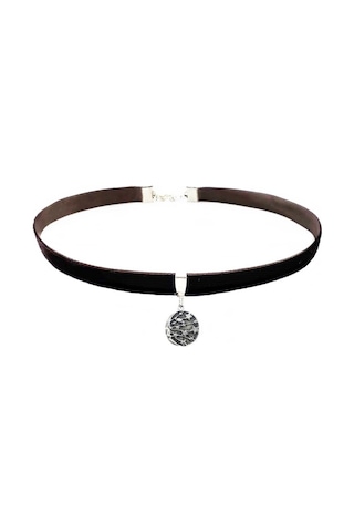 Kahverengi Kadife Galaksi Choker Mavi