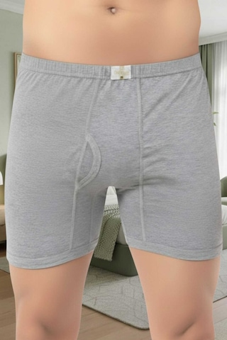 Uniquetrenders Erkek %100 Pamuklu 12'li Süprem Kumaş Penye Boxer Gri