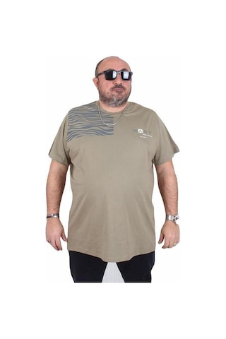 Starbattal Erkek Büyük Beden Sıfır Yaka Tişört Want 25160 Hakı Haki