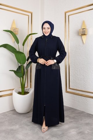 Cep Detaylı Bağlamalı Ferace - Lacivert / F0138 Lacivert