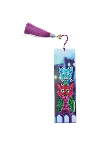 Ximistore9 Derim Yapımı Kedi Desenli Dıy Kitap İşareti - 21x6 Cm Boyutlu El Yapımı Alet Seti