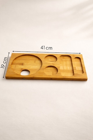 Pera - Bambu Tezgah Üstü Sunumluk Kahve Köşesi Organizer Stand Küçük 41 Cm Bambu