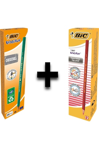 Bic Evolution 650 Hb Kurşun Kalem 12'li Ve Bic Kırmızı Kopya Kalemi 12'li