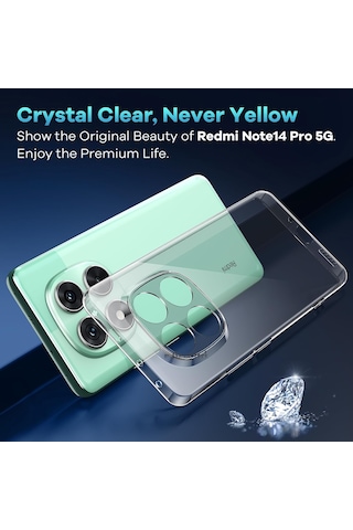 Redmi Note 14 Pro 5g Kılıf Şeffaf Silikon + 9h Temperli Cam Set