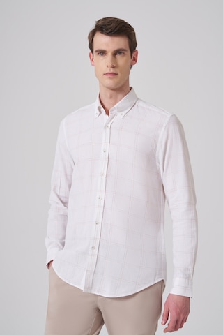 Morven Erkek Turuncu Keten Trend Ekoseli Dynamic Fit Düğmeli Yaka Gömlek 26ys004003451 Turuncu