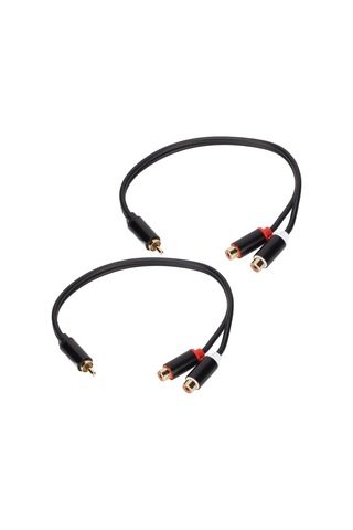 Youtek 2 Adet Rca Bölücü Kablosu - 1 Erkek 2 Dişi Y Tipi, Oksijenli Bakır Teli, Altınaltı Uçlar, 0.3m, Subwoofer/ses Sistemi İçin Mono'dan Stereo'ya Dönüştürücü