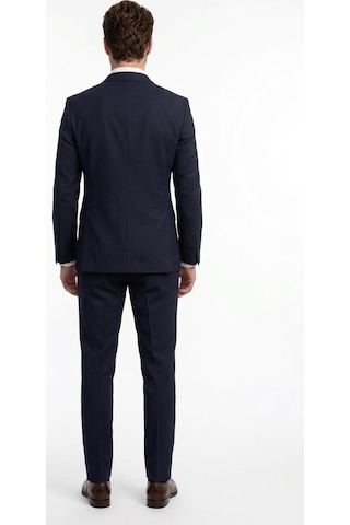 Uki Lacivert Comfort Fit , Mono Yaka, 2 Düğme Çift Yırtmaç Çizgili Klasik Takım Elbise