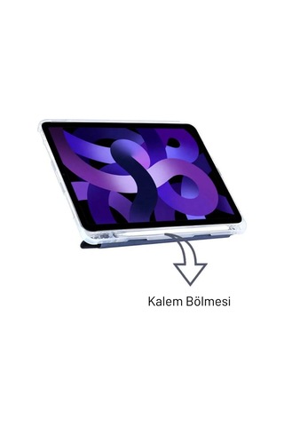 Apple Uyumlu iPad  10.2" 9. Nesil Kılıf Kalemlikli Standlı Katlanabilir Kapaklı Kılıf